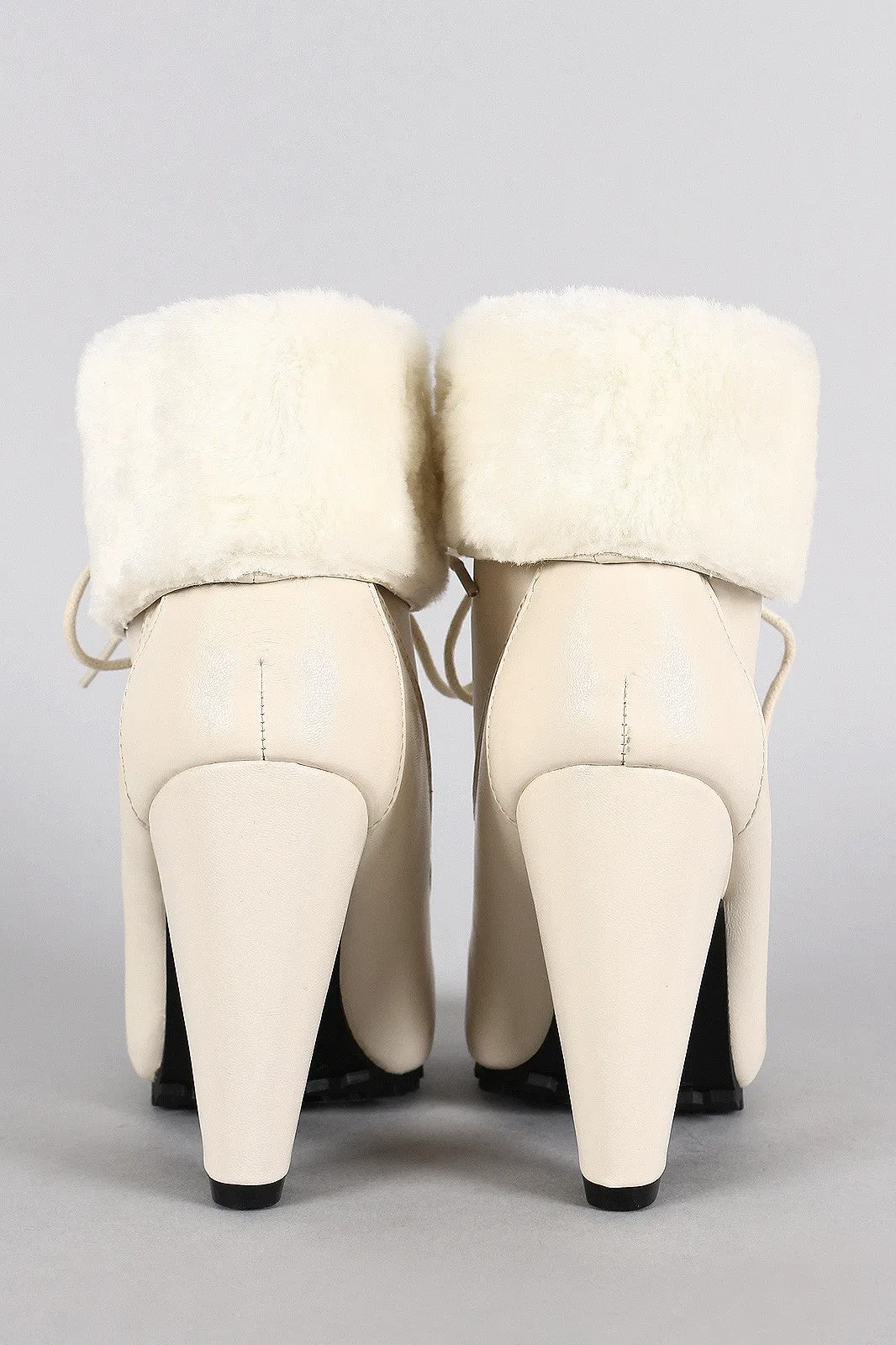Easy-to-use Oxford Fur Faux Collar Fold-Over Booties Bamboo Wide array Heeled