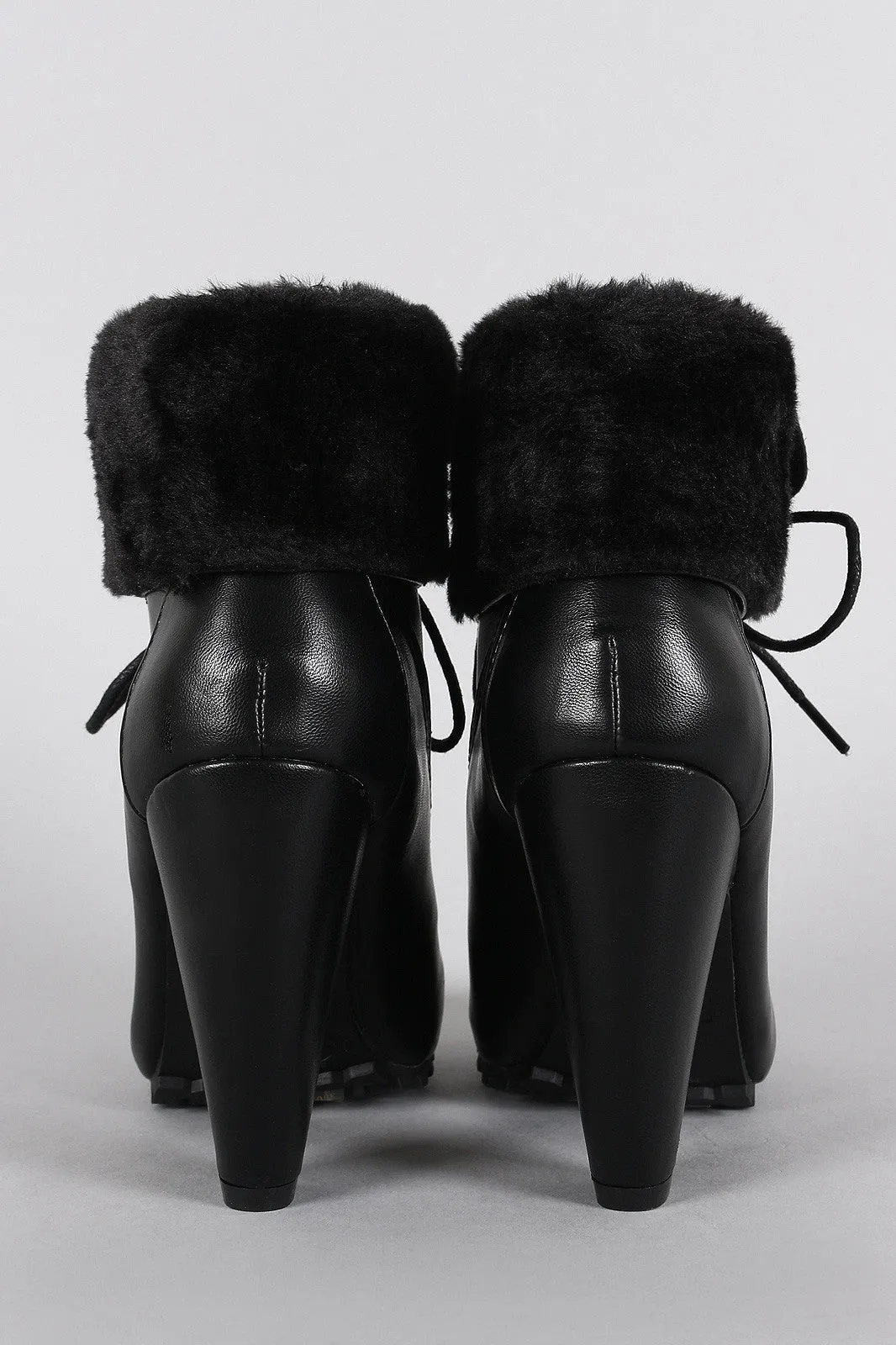 Easy-to-use Oxford Fur Faux Collar Fold-Over Booties Bamboo Wide array Heeled