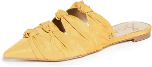 Edelman Mules Slide Knotted Yellow Satisfaction guarantee Suede Sam Tuscan Pointed Early bird pricing Toe Trim Shanti