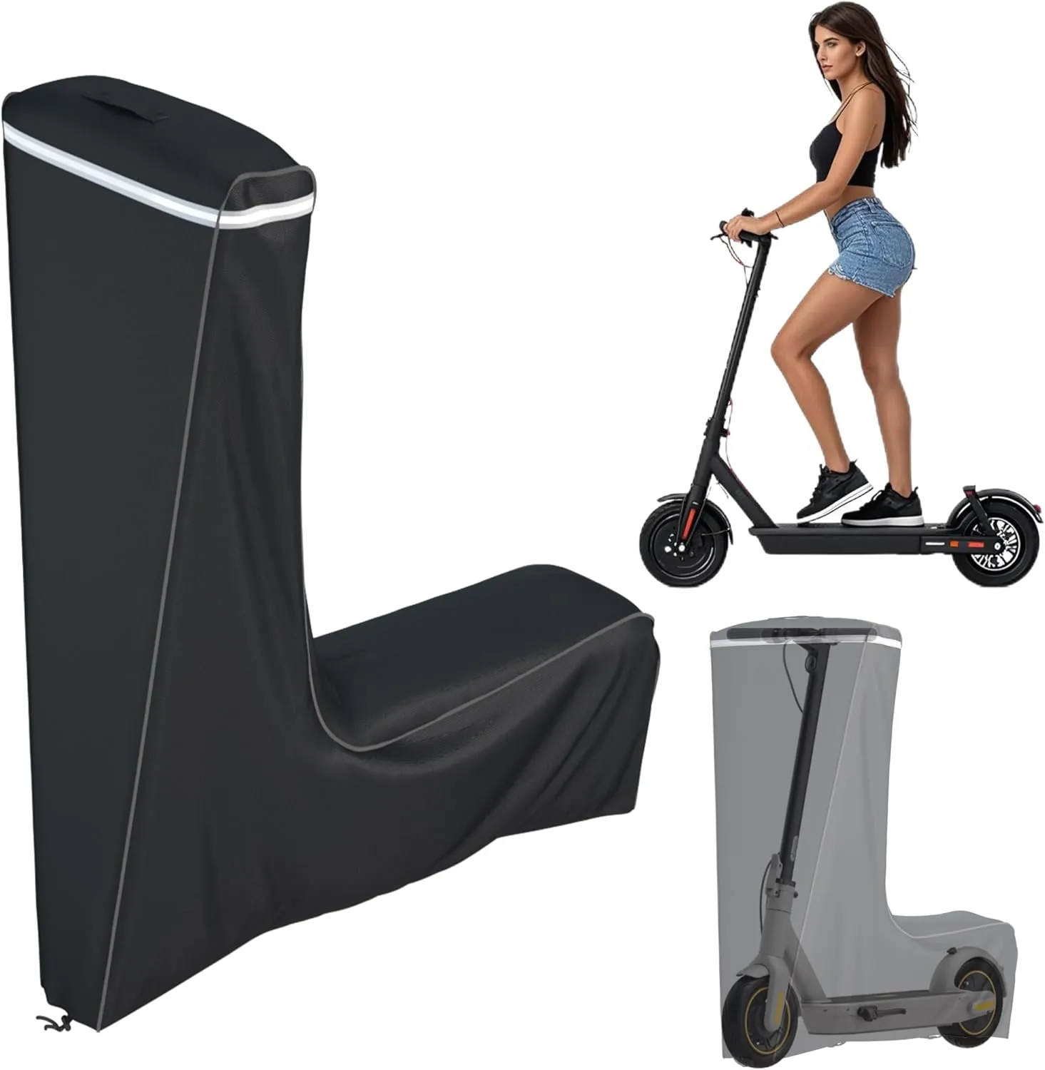 Electric Scooter Cover, Outdoor Waterproof and Dustproof Scooter Cover, Adults/Kids Electric Scooter Storage cover, Universal Electric Scooter - L45x W24x H47 Inch, Black