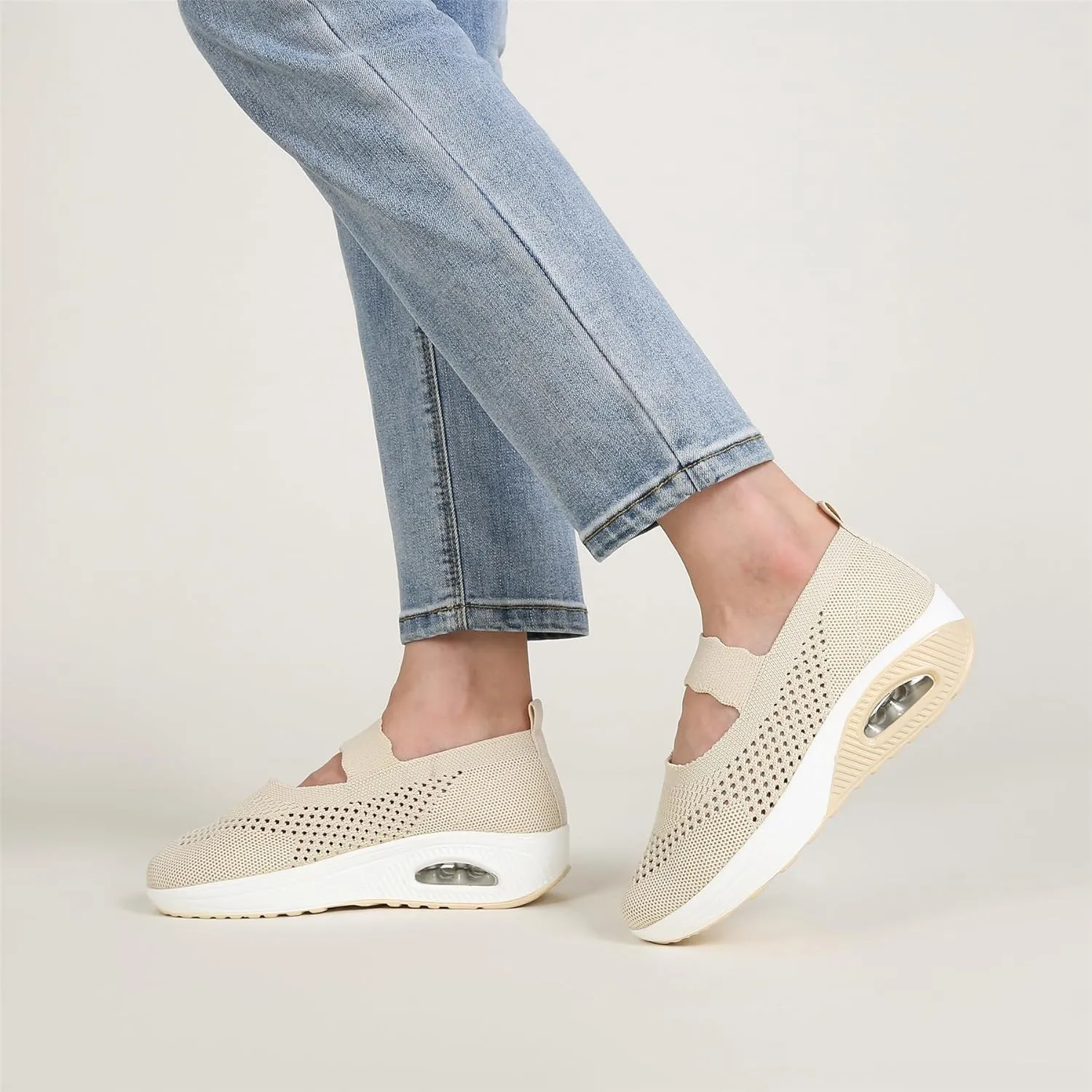 EnllerviiD Women Nurse Sneakers Platform Sneakers Air Cushion Walking Wedge Sneaker Food Service Shoes Ladies Toning Rocker Shoes