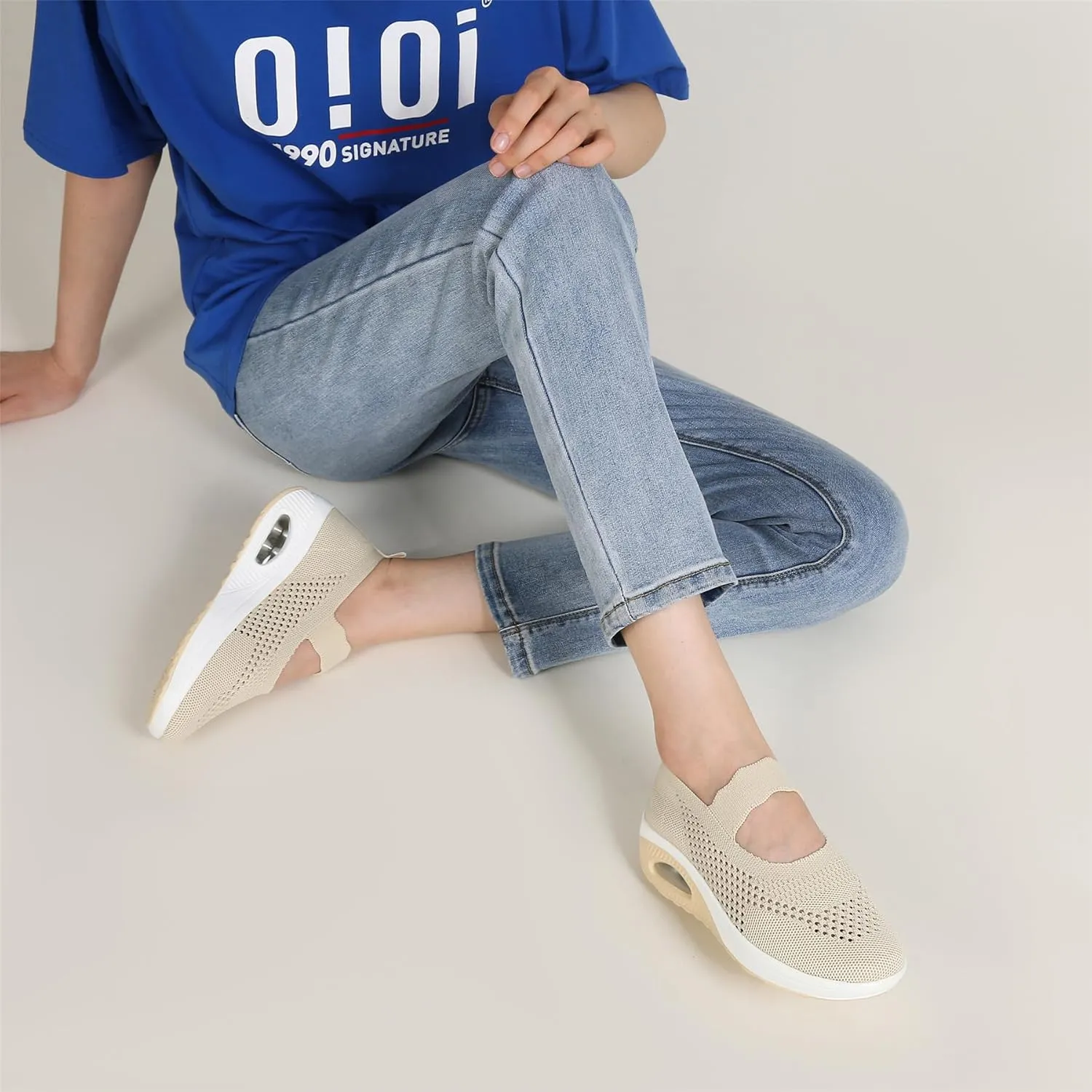 EnllerviiD Women Nurse Sneakers Platform Sneakers Air Cushion Walking Wedge Sneaker Food Service Shoes Ladies Toning Rocker Shoes