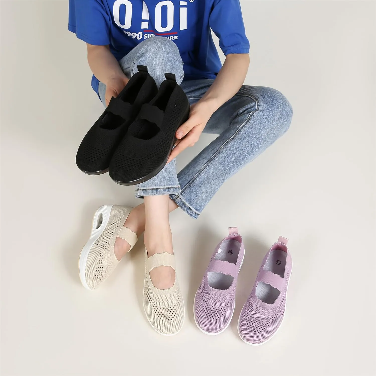 EnllerviiD Women Nurse Sneakers Platform Sneakers Air Cushion Walking Wedge Sneaker Food Service Shoes Ladies Toning Rocker Shoes