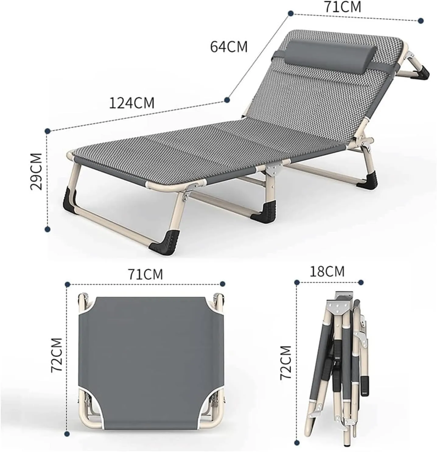 EYPKPL cots for Sleeping Portable Camping Cots 4-Level Adjustable Backrest Folding Camping Cot with Mattress Cot Load 441lbs Camping Cots for Adults Stretching Freely