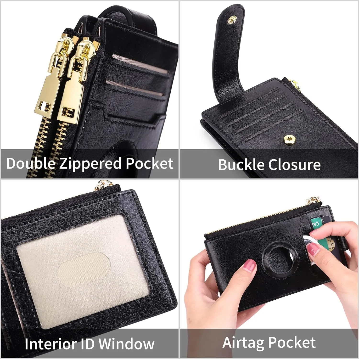 FALAN MULE Womens Wallet Genuine Leahter Bifold Credit Card Holder with Built-in Integrated Case