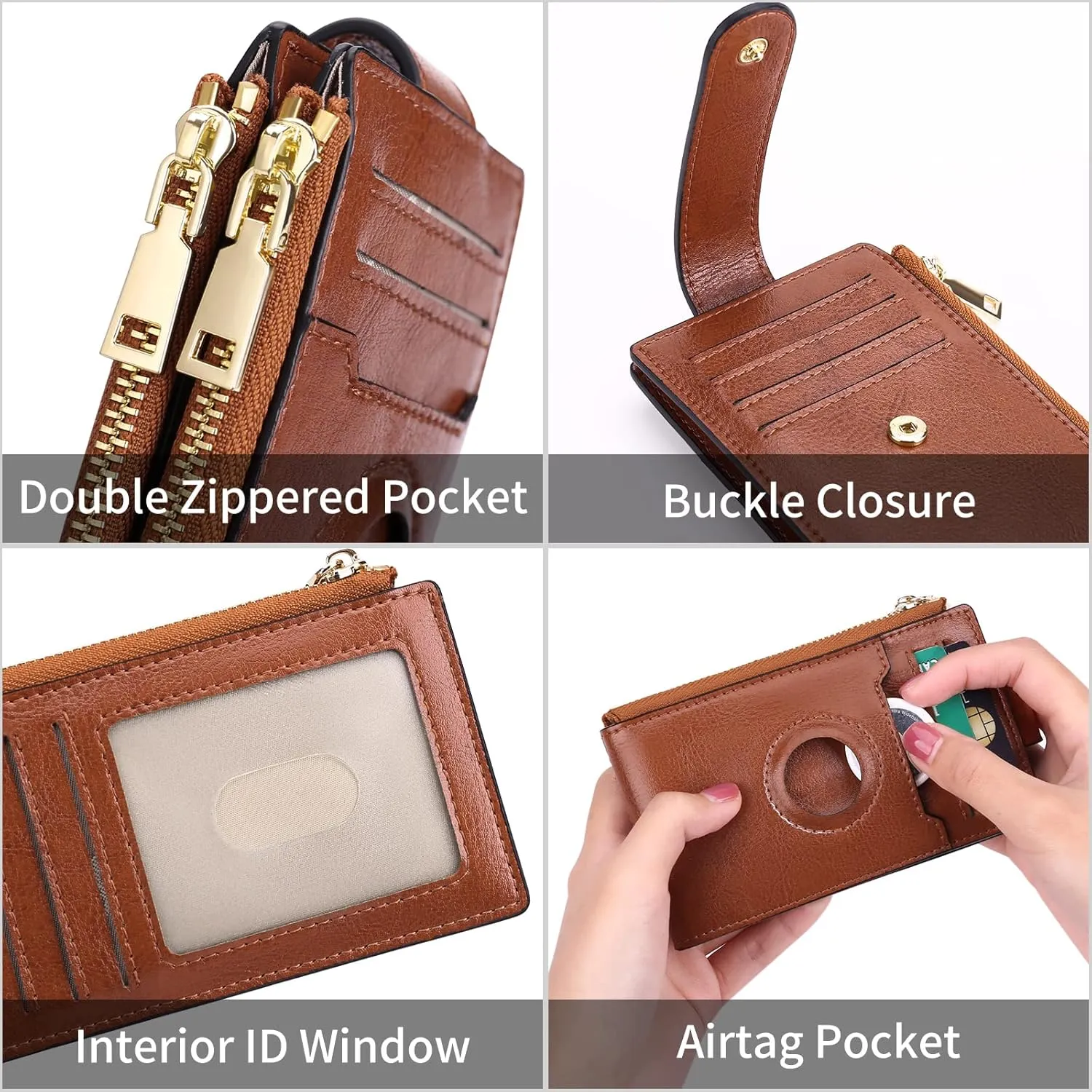 FALAN MULE Womens Wallet Genuine Leahter Bifold Credit Card Holder with Built-in Integrated Case