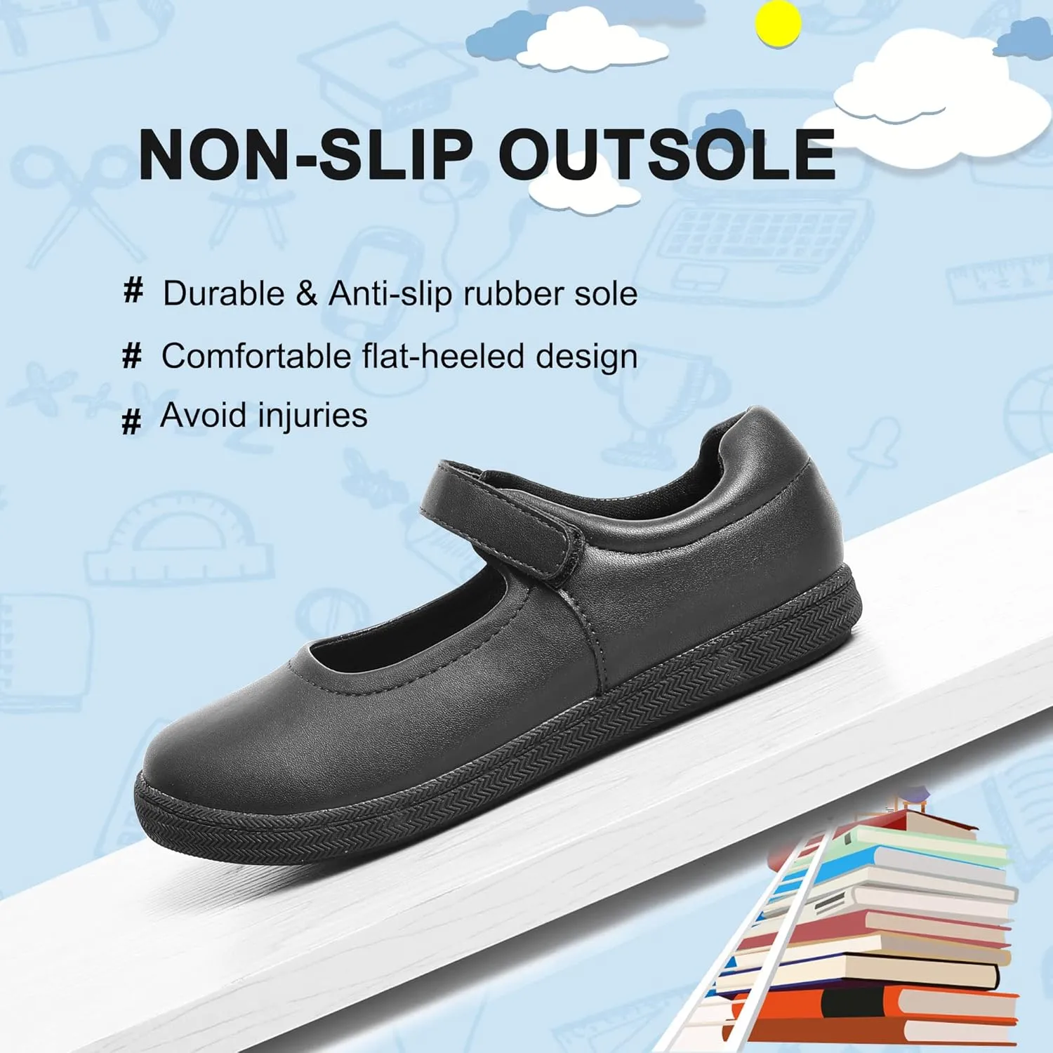 festooning Girls Mary Jane Shoes School Uniform Flats Cute Dress Shoes for Girls Wedding Back to School