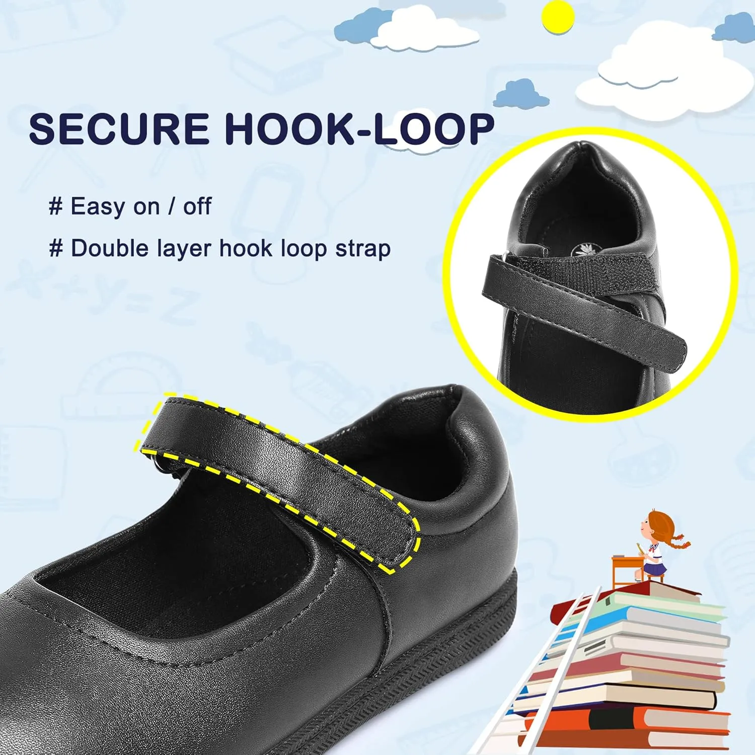 festooning Girls Mary Jane Shoes School Uniform Flats Cute Dress Shoes for Girls Wedding Back to School