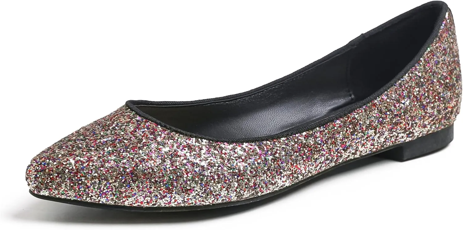 FEVERSOLE Women's Macaroon Colorful Memory Foam Cushion Insock Patent Ballet Flat