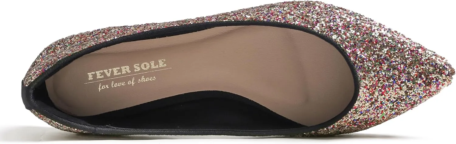FEVERSOLE Women's Macaroon Colorful Memory Foam Cushion Insock Patent Ballet Flat