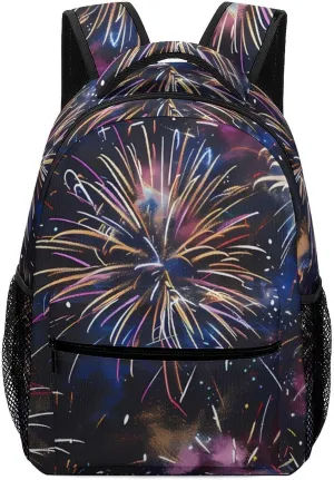 Fireworks Lighting Up The Night Unisex Backpack Casual Daypacks Lightweight Shoulders Bag for Camping Hiking Travel Gear