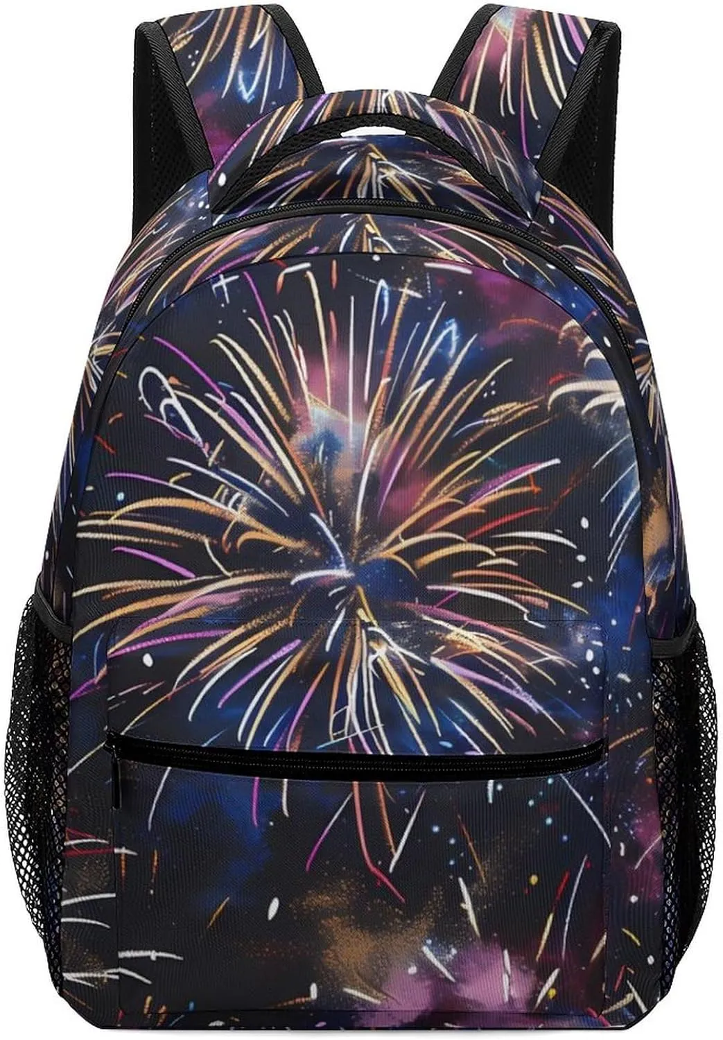 Fireworks Lighting Up The Night Unisex Backpack Casual Daypacks Lightweight Shoulders Bag for Camping Hiking Travel Gear