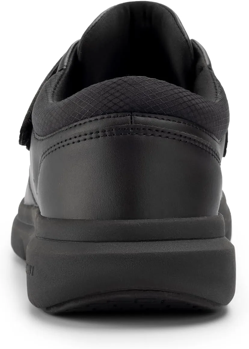 FitVille Diabetic Shoes for Men Extra Wide Slip-on Walking Shoes for Edema Hook & Loop Recovery Leather Oxford Shoes for Swollen Feet