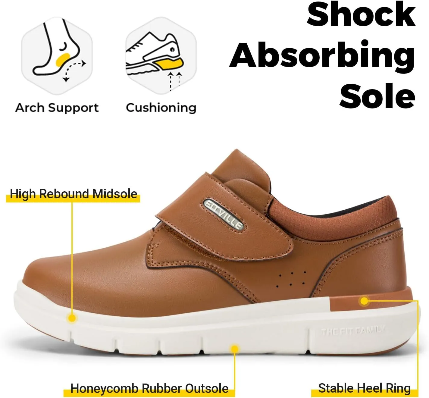 FitVille Diabetic Shoes for Men Extra Wide Slip-on Walking Shoes for Edema Hook & Loop Recovery Leather Oxford Shoes for Swollen Feet