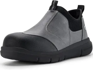 FitVille Extra Wide Men's Slip on Composite Toe Shoes Safety Toe Work Shoes for Men Puncture Proof