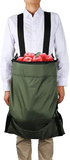 Fruit Picking Bag with Large Storage Pocket 600D Oxford Fabric Garden Fruit and Vegetable Storage Bag Harvest Apple Garden Apron for Farmer 110lbs Army Green