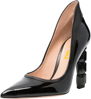 FSJ Women Pointed Toe Slip On Crystal Pumps Gorgeous Three Diamonds High Heel Bridal Wedding Comfort Party Dress Shoes Size 4-16 US