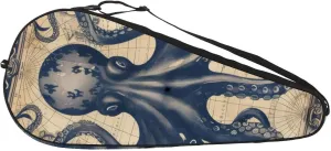 Funny Ocean Octopus Anchor Coastal Map Tennis Racquet Cover Bag Lightweight Bag with Adjustable Shoulder Strap