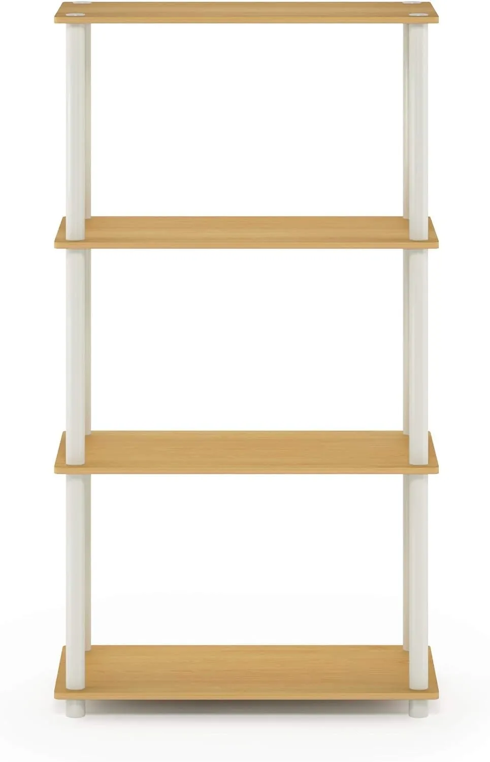 Furinno Turn-N-Tube 4-Tier Multipurpose Shelf Display Rack, Round Tubes, Blonde Maple/White