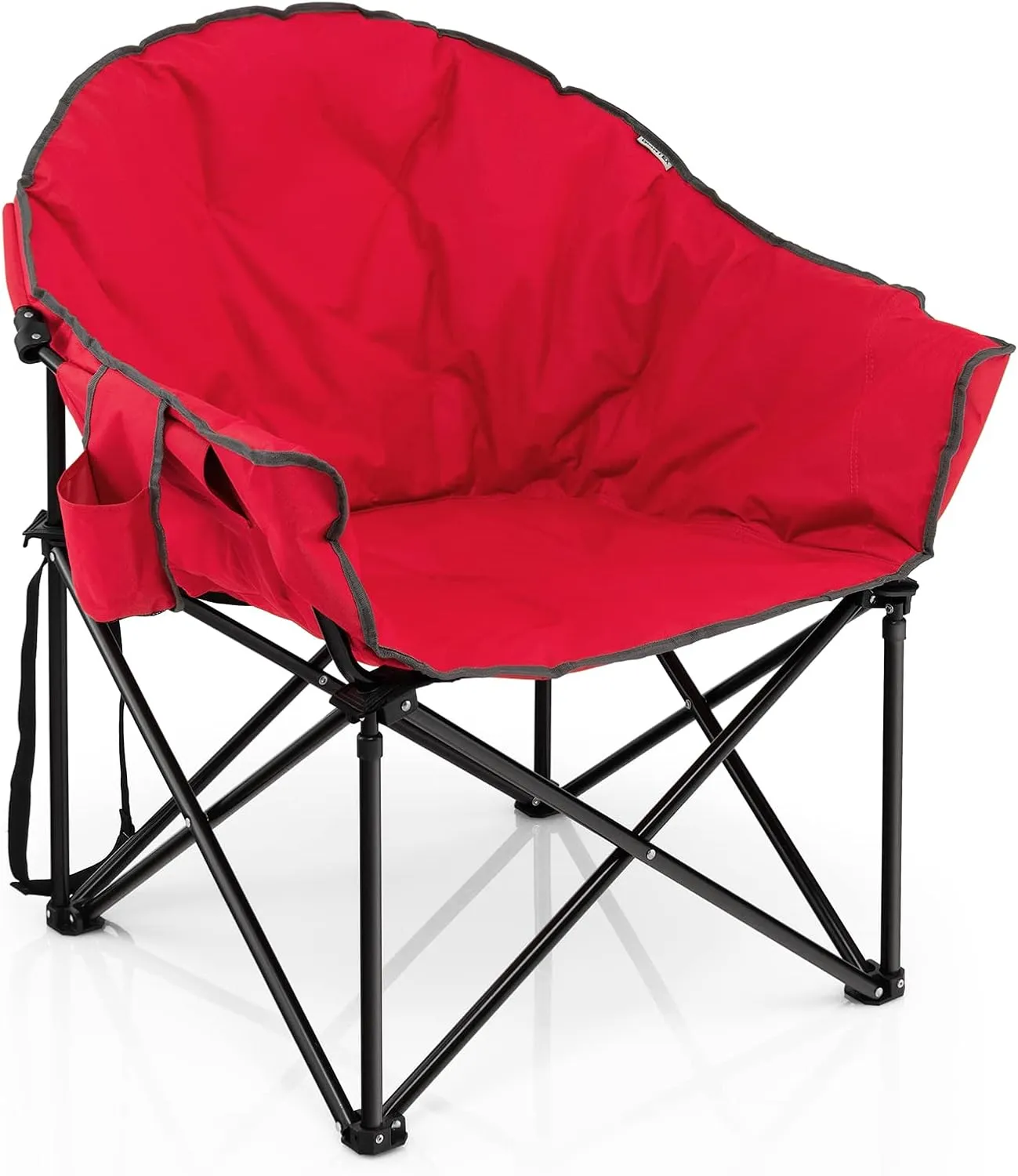 Giantex Portable Camping Chair, Lawn Chair, Outdoor Folding Chair with Cup Holder, Soft Seat, (Red)