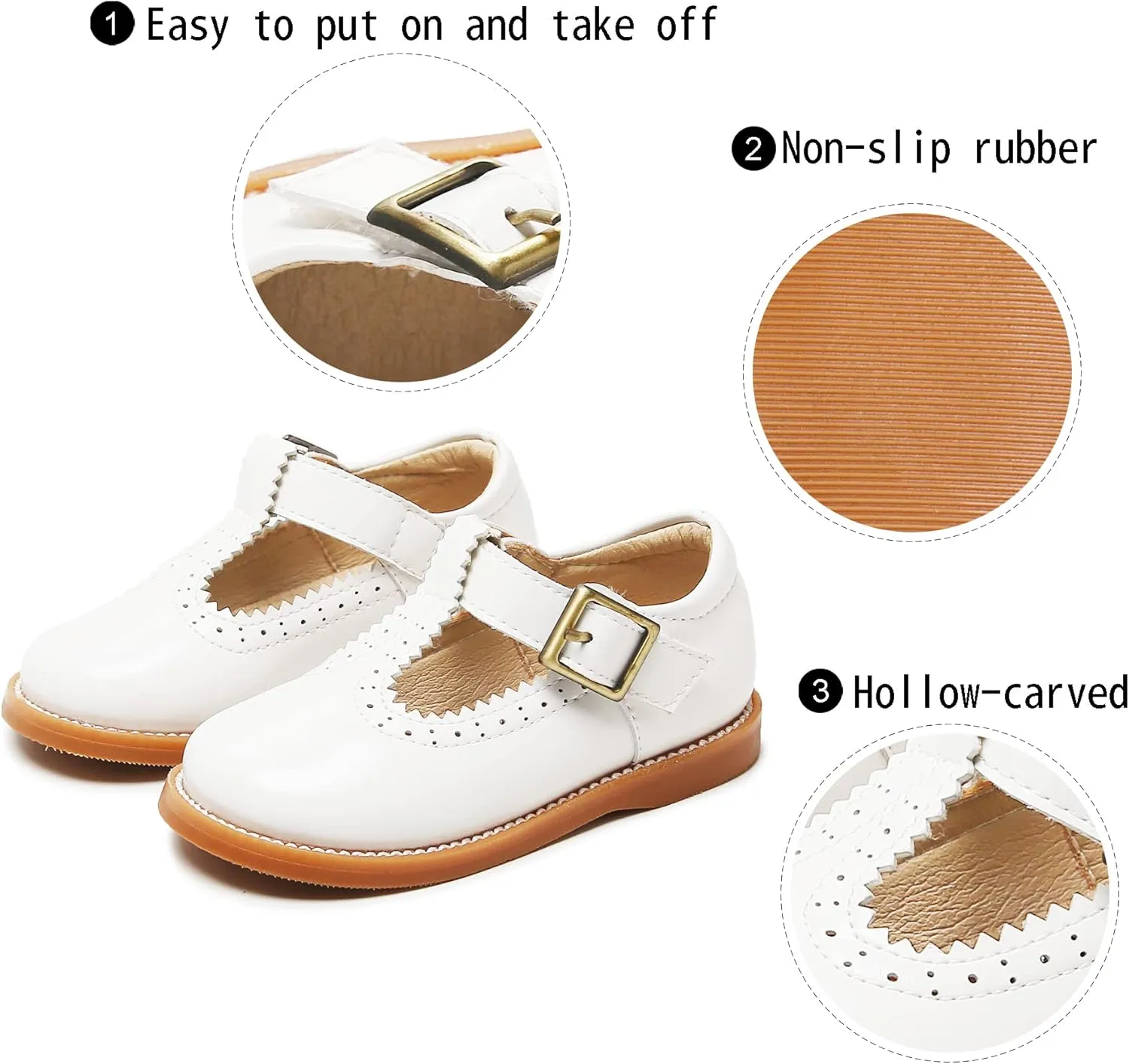 GINFIVE Toddler Little Girls Mary Janes Flats Girls Dress Shoes Kids Shoes
