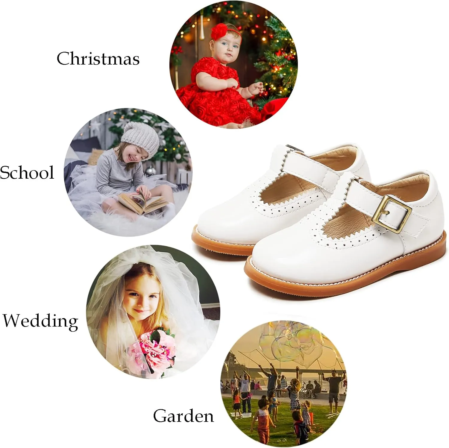 GINFIVE Toddler Little Girls Mary Janes Flats Girls Dress Shoes Kids Shoes
