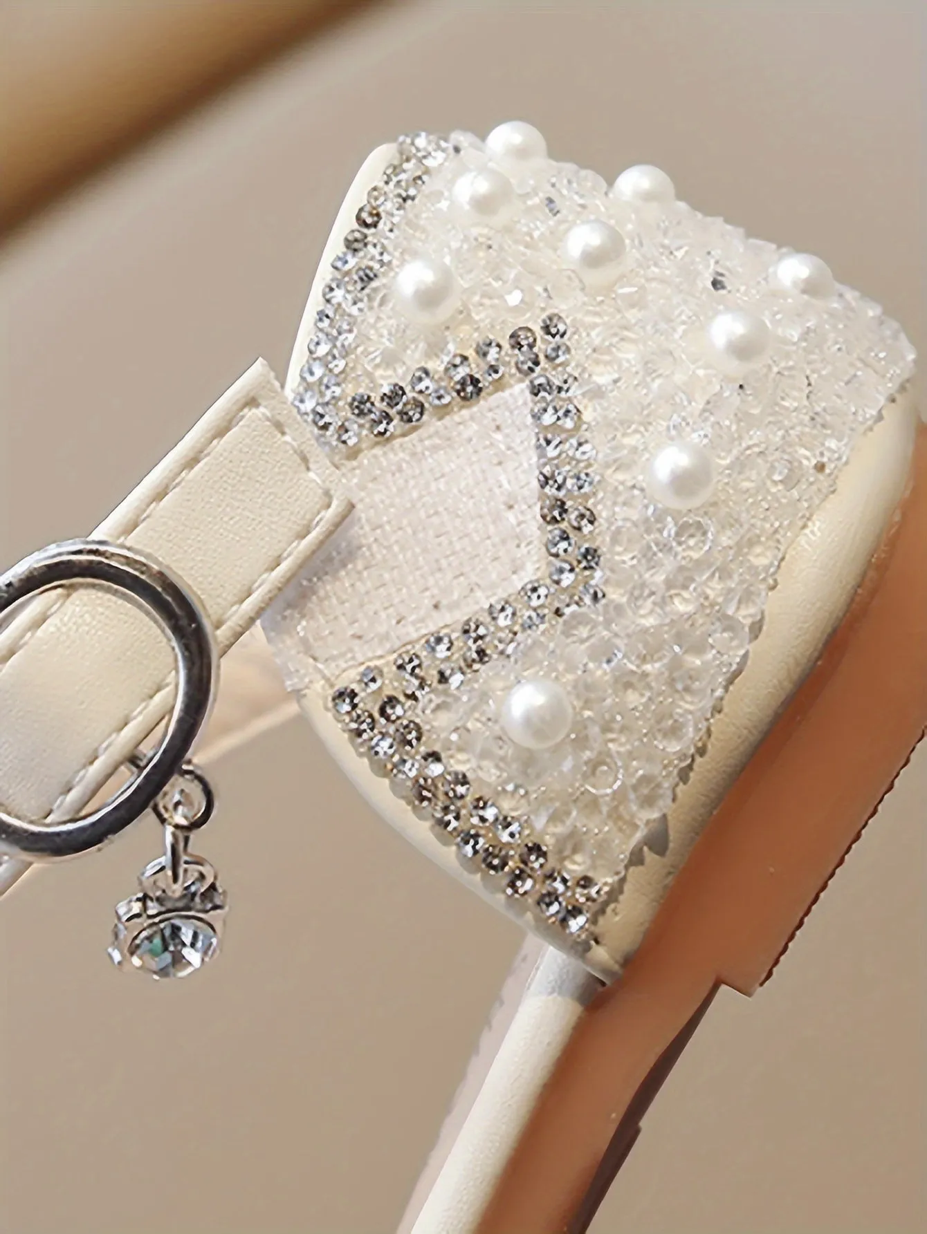 Girls Breathable Lightweight Bowknot Rhinestone Flat Shoes