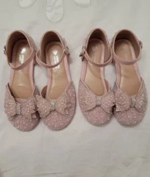 Girls Breathable Lightweight Bowknot Rhinestone Flat Shoes