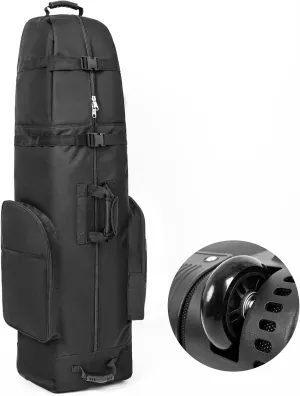Golf Travel Bag with Wheels, Portable Golf Club Travel Cover for Airlines, 4 Large Pockets,1200D Heavy Duty Wear-Resistant, Soft Sided Foldable Golf Travel Case for Easy Storage