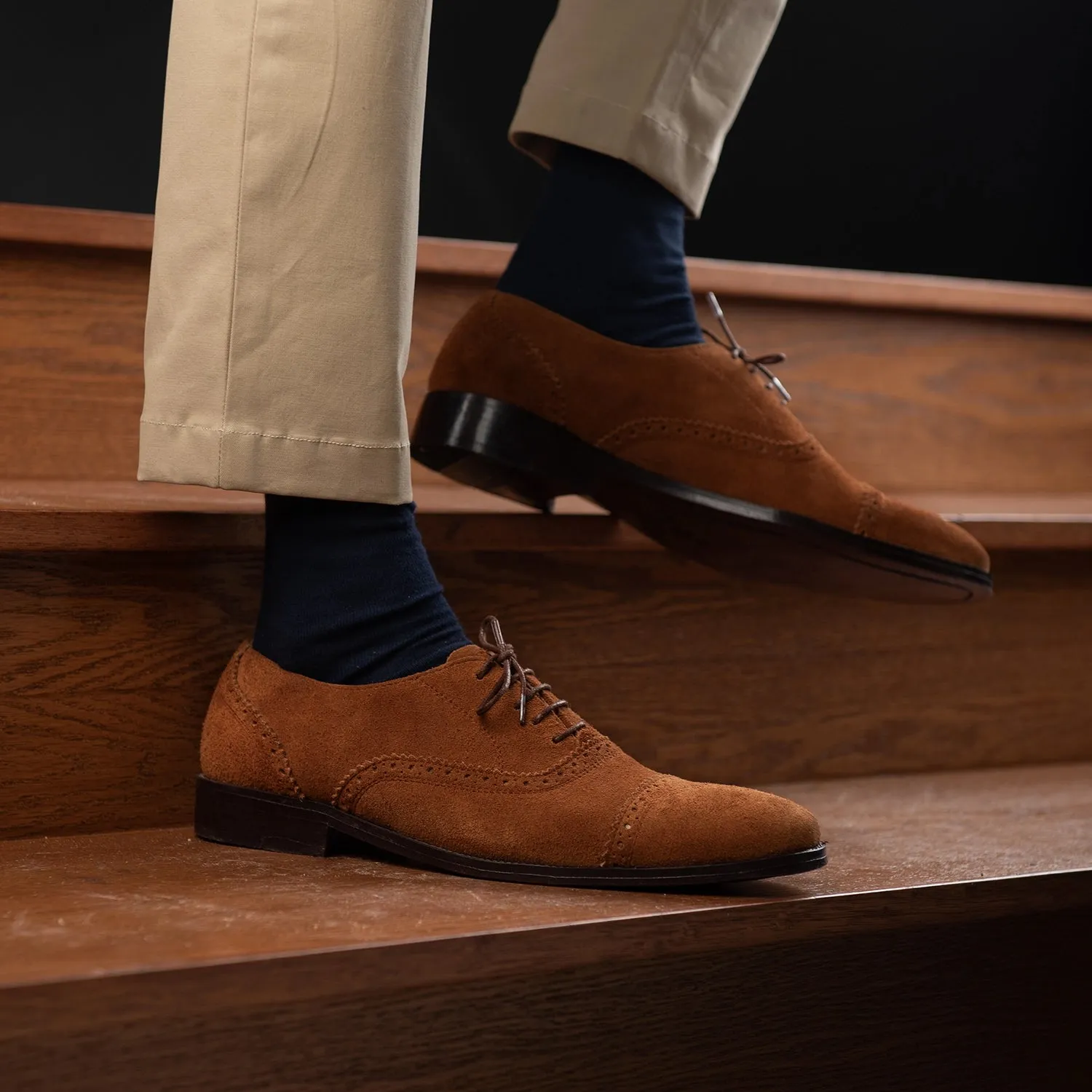 Greyson Brogues Oxford Brown Suede Leather Shoes