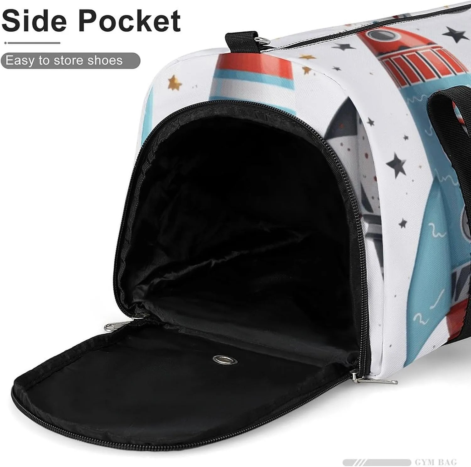 Gym Bag Cartoon Rockets Duffel Bag for Men Women Overnight Bag with Shoe Compartment Workout Bags