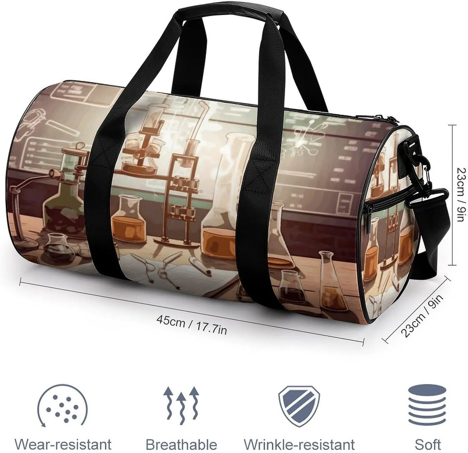 Gym Bag Chemistry Lab Duffel Bag for Men Women Overnight Bag with Shoe Compartment Workout Bags