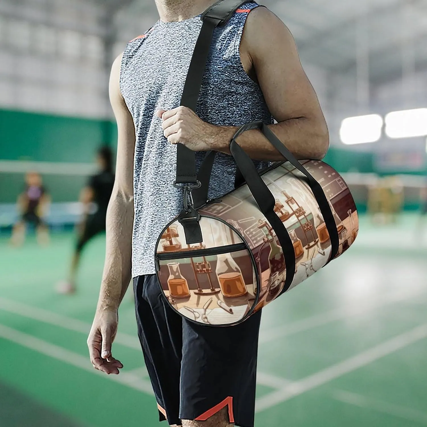 Gym Bag Chemistry Lab Duffel Bag for Men Women Overnight Bag with Shoe Compartment Workout Bags