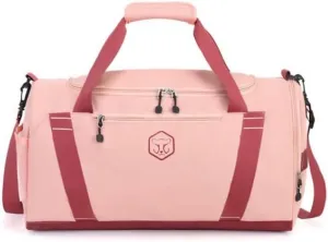 Gym Bag for Women with Shoe Compartment, Weekender Bag Travel Bag for Women, Dry-Wet Separation, Multifunctional Large Capacity and Premium Oxford Fabric (Pink)