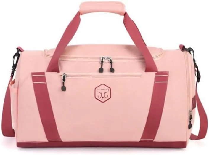Gym Bag for Women with Shoe Compartment, Weekender Bag Travel Bag for Women, Dry-Wet Separation, Multifunctional Large Capacity and Premium Oxford Fabric (Pink)