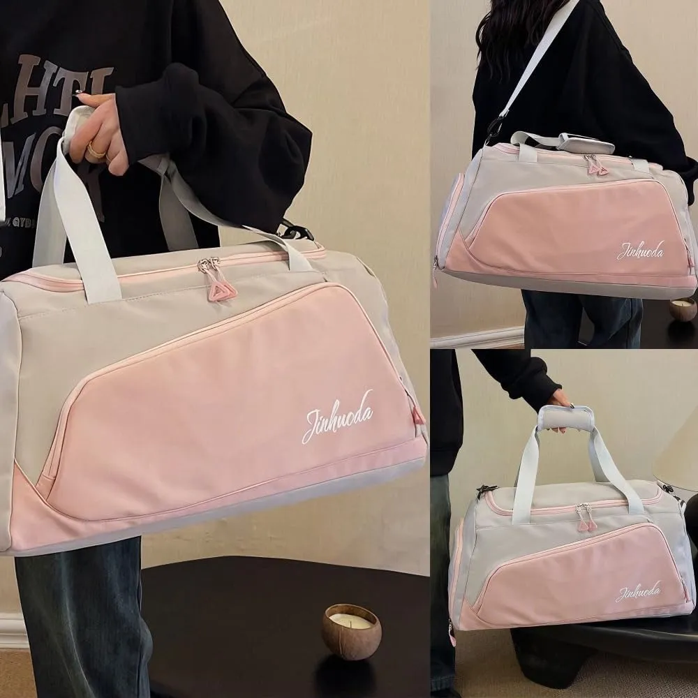 Gym Bag for Women with Shoe Compartment, Weekender Bag Travel Bag for Women,Dry-Wet Separation, Multifunctional Large Capacity and Premium Oxford Fabric (Grey)