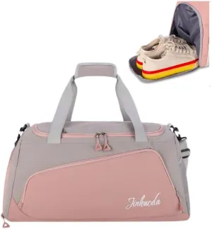 Gym Bag for Women with Shoe Compartment, Weekender Bag Travel Bag for Women,Dry-Wet Separation, Multifunctional Large Capacity and Premium Oxford Fabric (Grey)