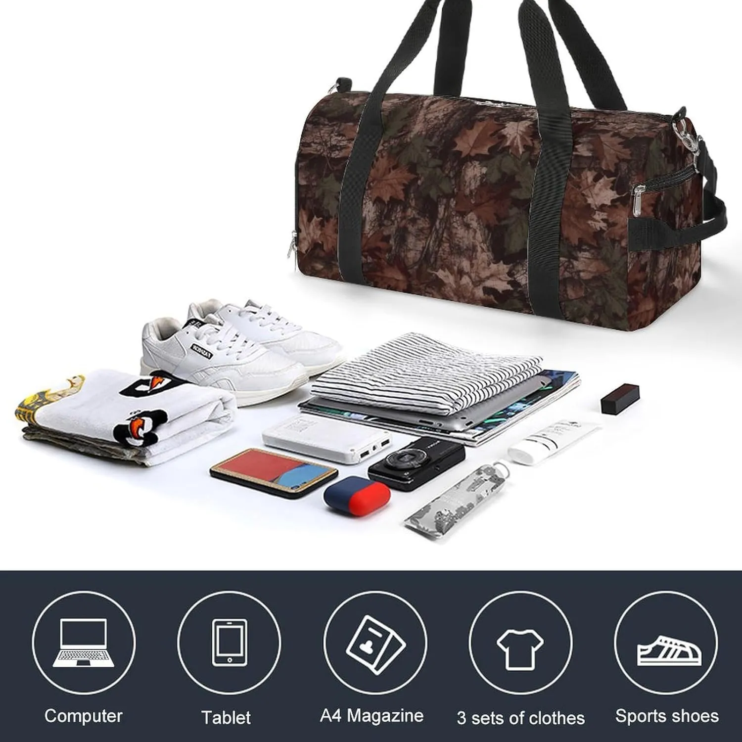 Gym Bag Outfitter Tuff Camo Duffel Bag for Men Women Travel Overnight Bag with Shoe Compartment Workout Bags