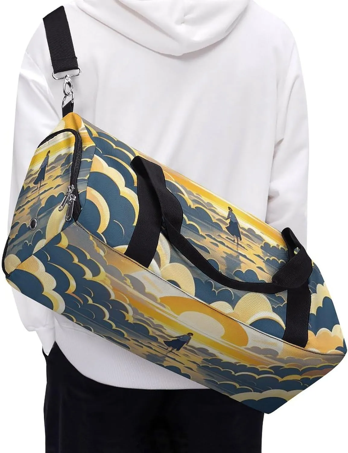 Gym Bag Sun Sunrise Cloud Duffel Bag for Men Women Travel Overnight Bag with Shoe Compartment Workout Bags