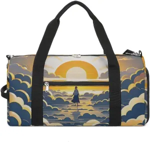 Gym Bag Sun Sunrise Cloud Duffel Bag for Men Women Travel Overnight Bag with Shoe Compartment Workout Bags