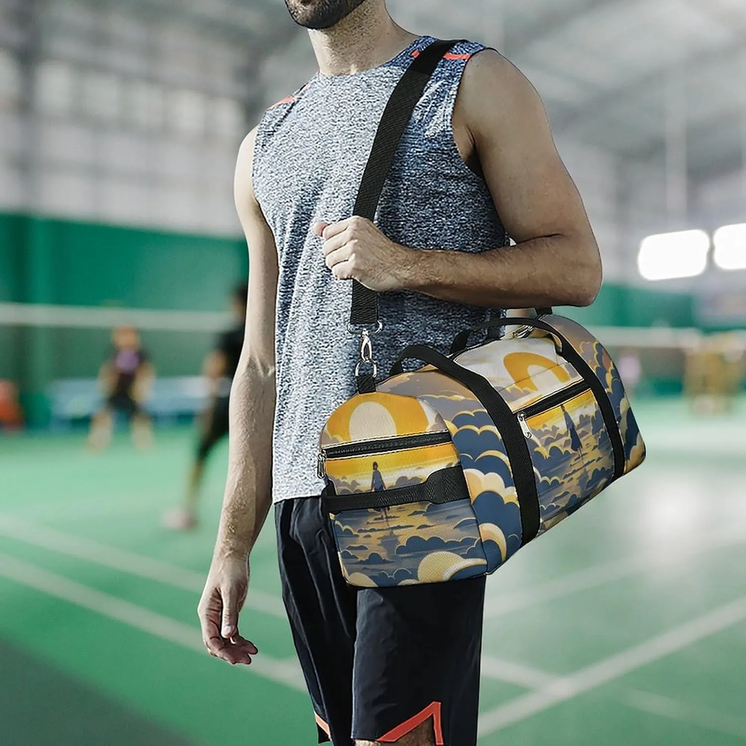 Gym Bag Sun Sunrise Cloud Duffel Bag for Men Women Travel Overnight Bag with Shoe Compartment Workout Bags