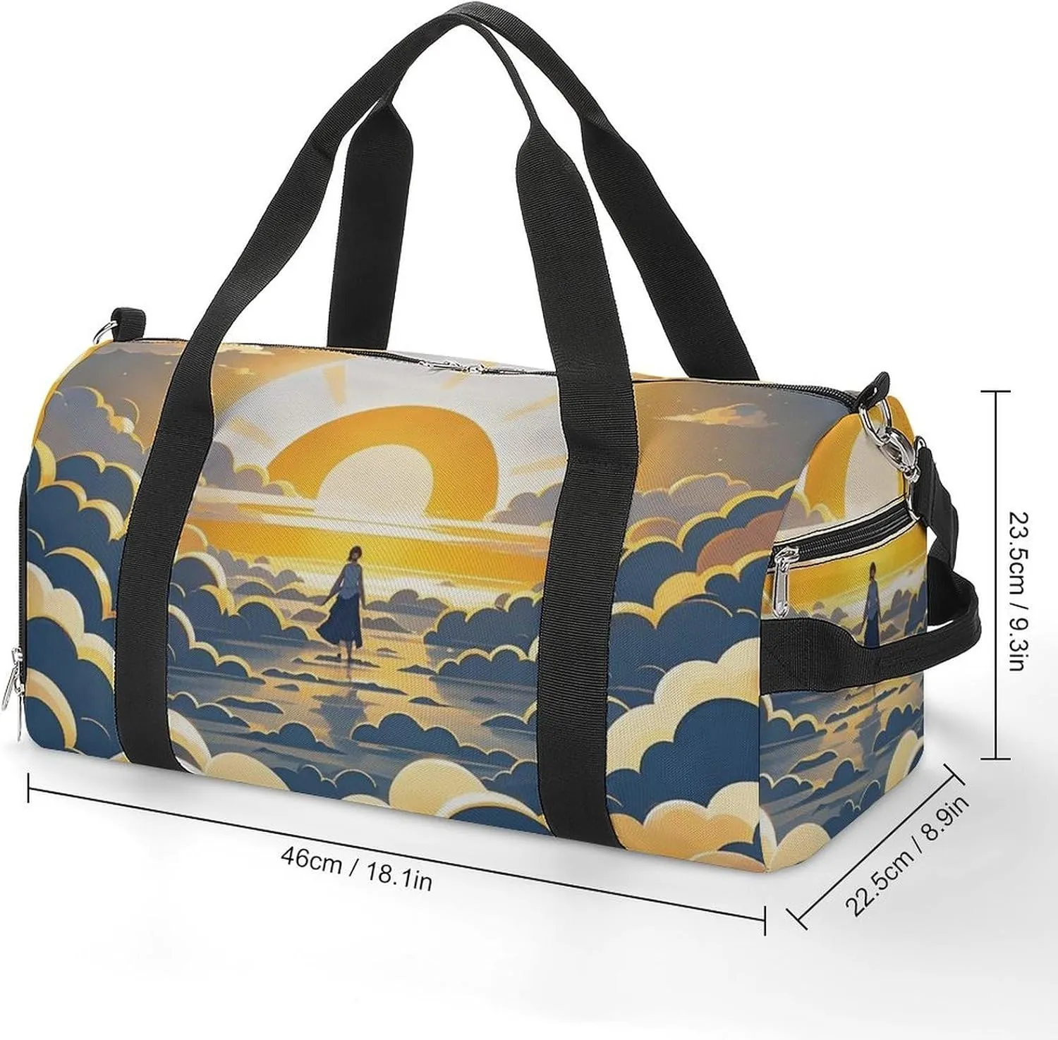 Gym Bag Sun Sunrise Cloud Duffel Bag for Men Women Travel Overnight Bag with Shoe Compartment Workout Bags