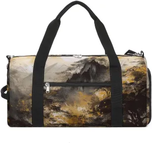 Gym Bags for Men Women A Painting of Mountains Duffle Bag Travel Overnight Bag with Shoe Compartment Tote Bags