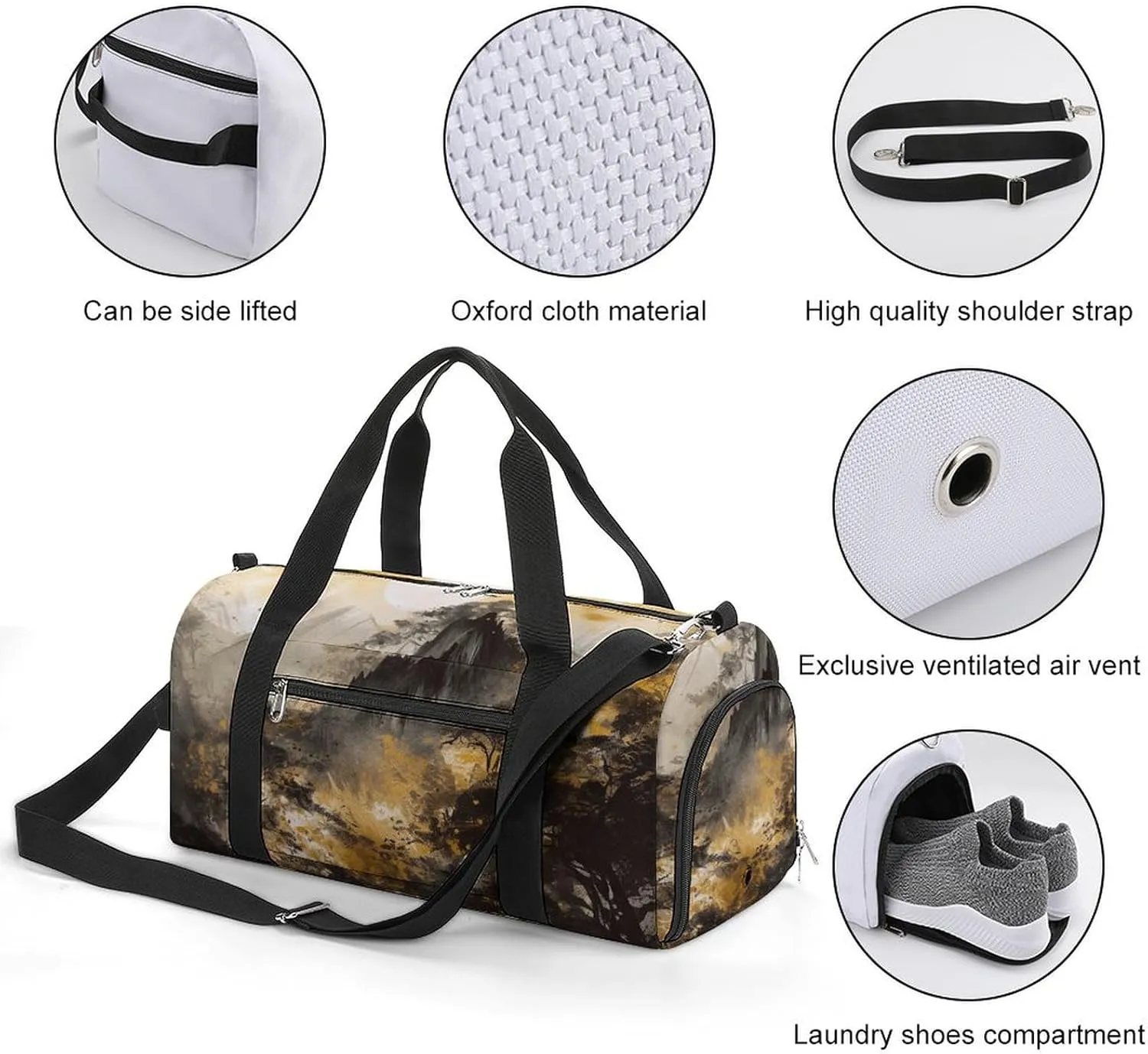 Gym Bags for Men Women A Painting of Mountains Duffle Bag Travel Overnight Bag with Shoe Compartment Tote Bags