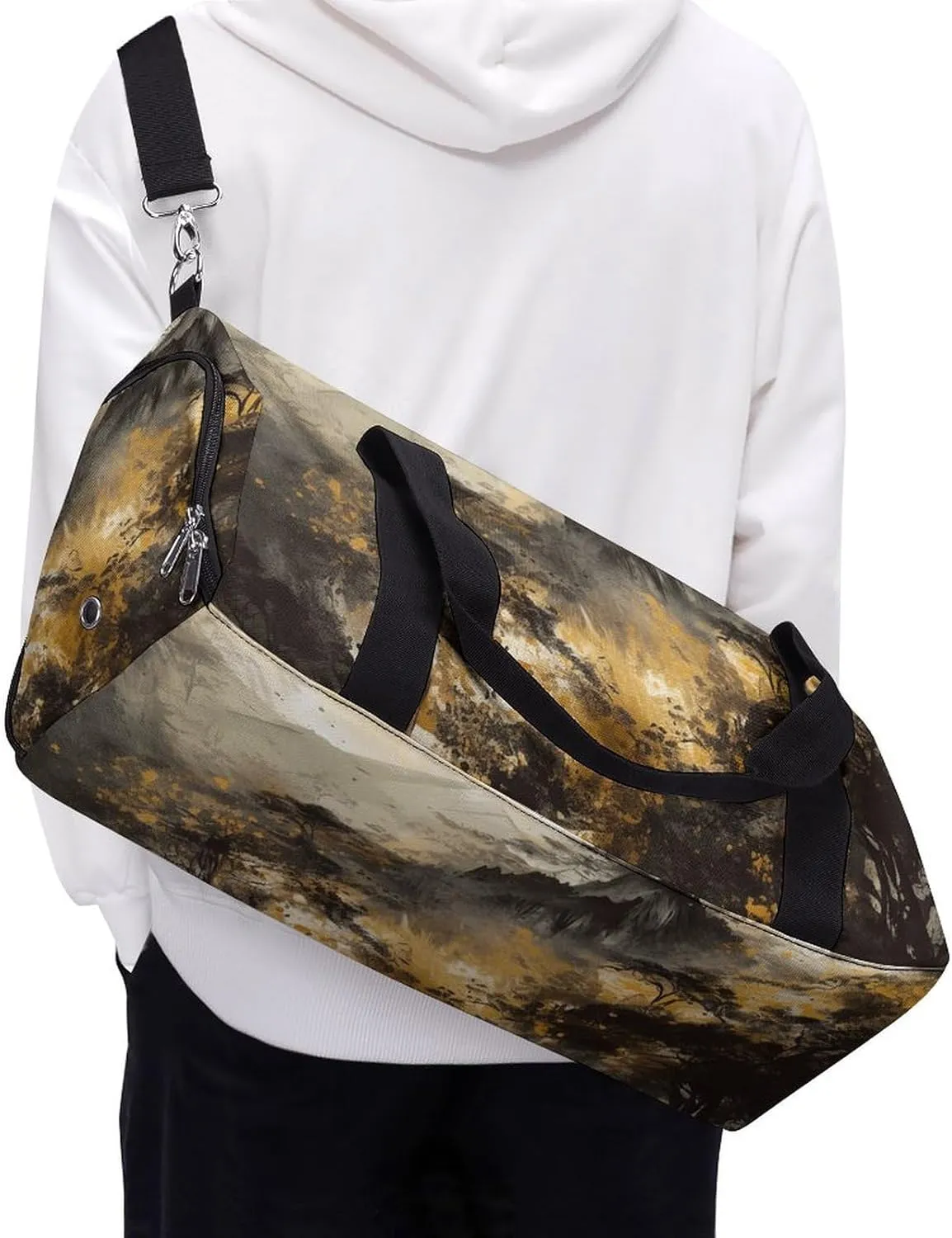 Gym Bags for Men Women A Painting of Mountains Duffle Bag Travel Overnight Bag with Shoe Compartment Tote Bags
