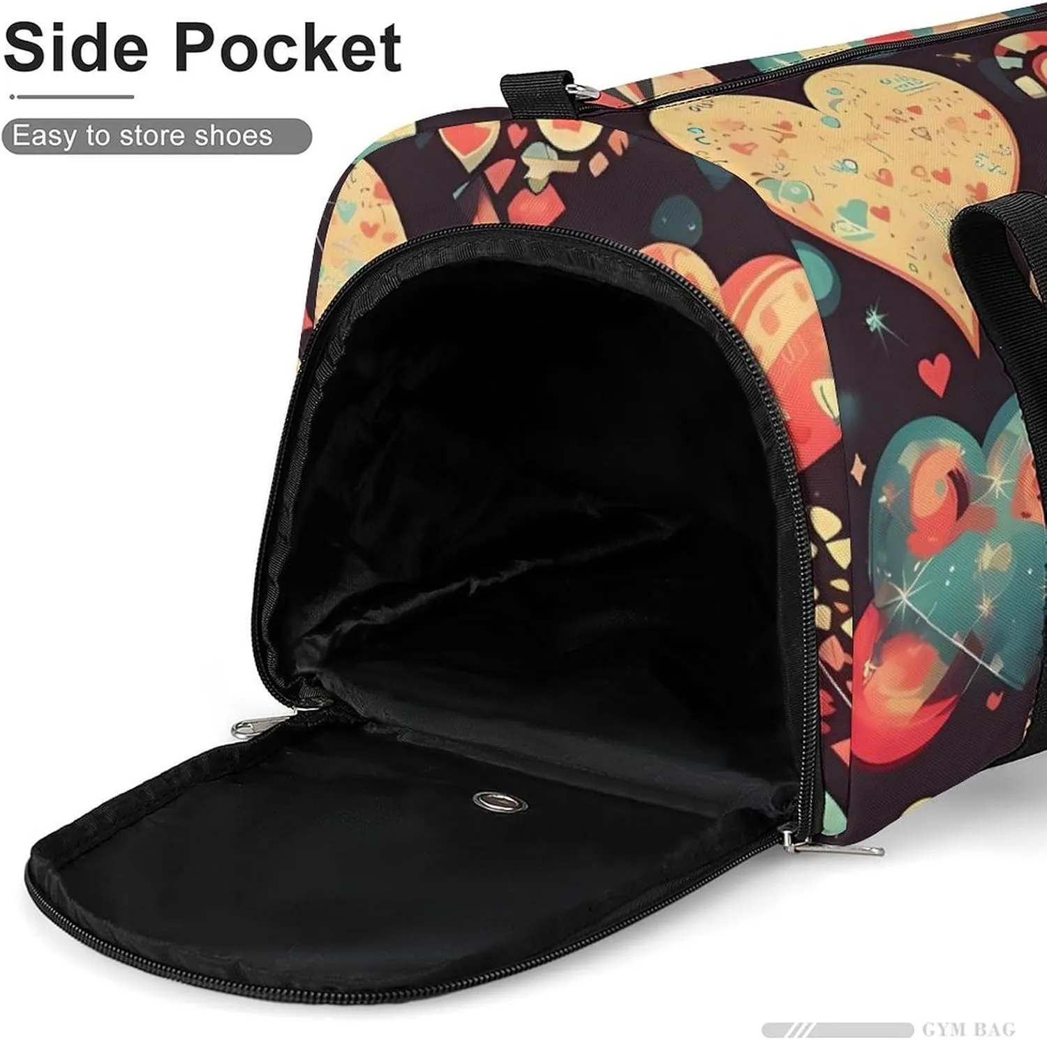 Gym Bags for Men Women Heart Crush Flower Duffle Bag Travel Overnight Bag with Shoe Compartment Tote Bags