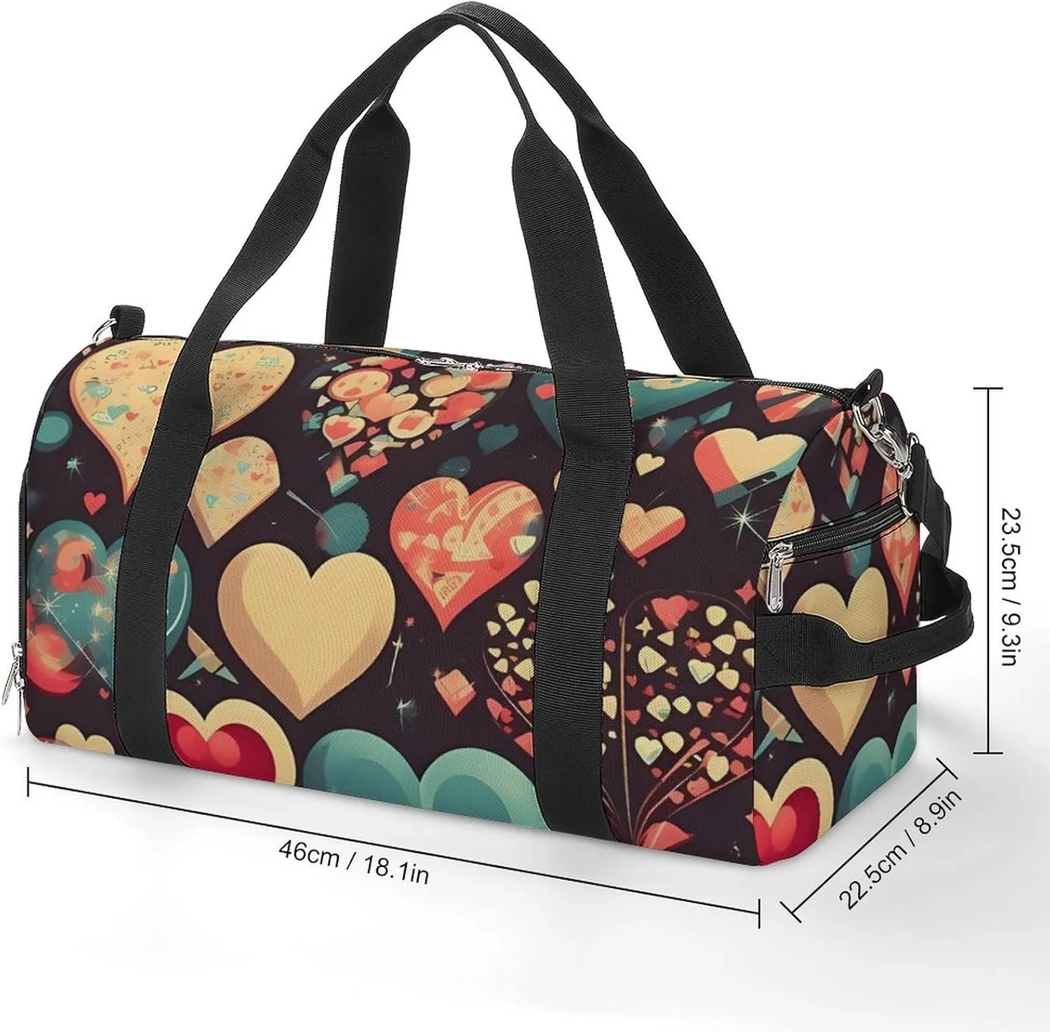 Gym Bags for Men Women Heart Crush Flower Duffle Bag Travel Overnight Bag with Shoe Compartment Tote Bags