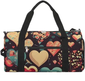 Gym Bags for Men Women Heart Crush Flower Duffle Bag Travel Overnight Bag with Shoe Compartment Tote Bags