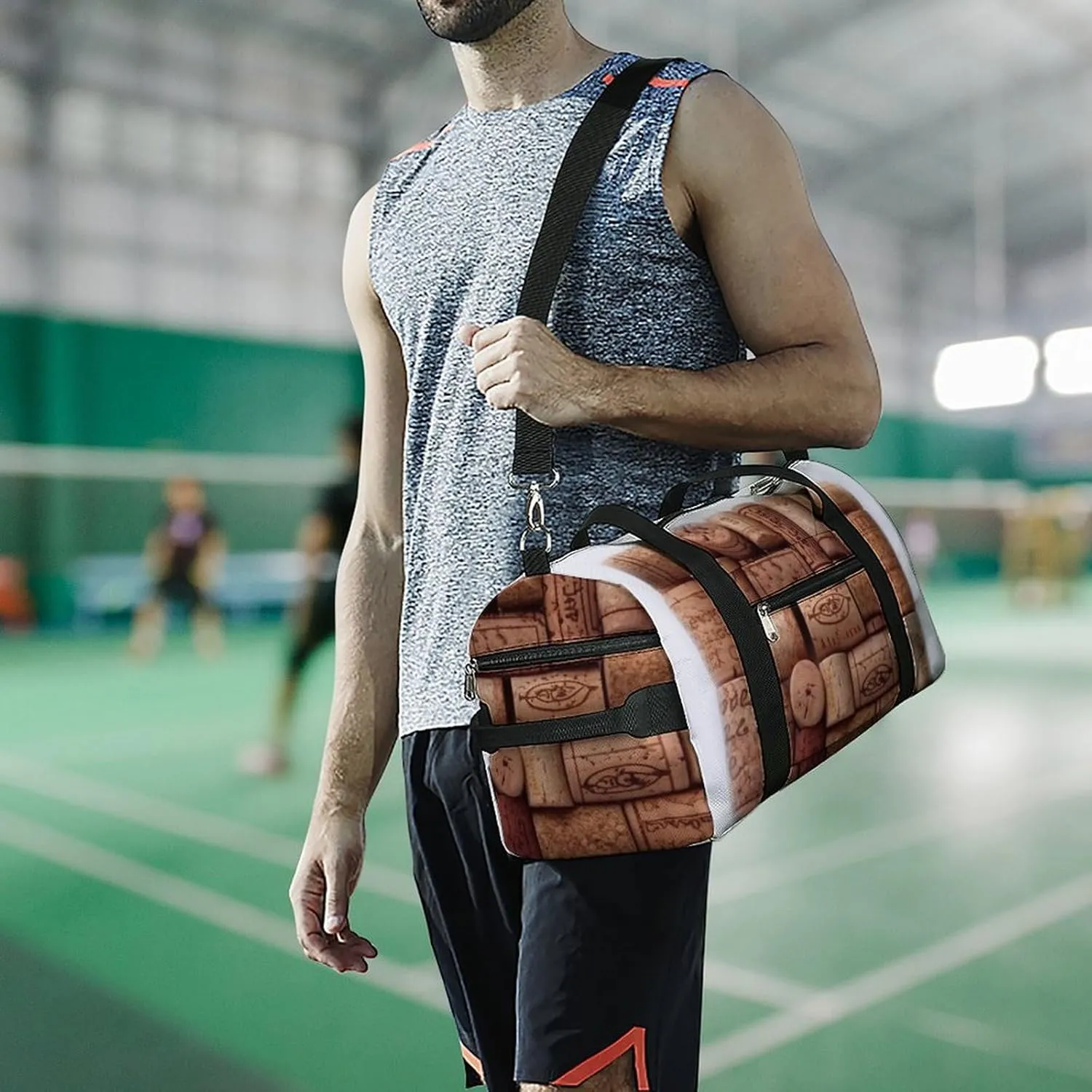 Gym Bags for Men Women Wine Cork Duffle Bag Travel Overnight Bag with Shoe Compartment Tote Bags