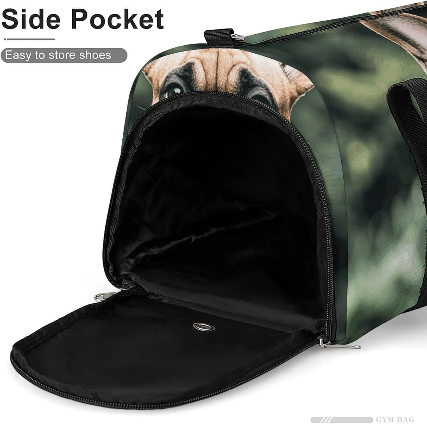 Gym Bags Small Long Ears French Bulldog Duffel Bag Overnight Bag with Shoe Compartment Carryon Bag for Men Women